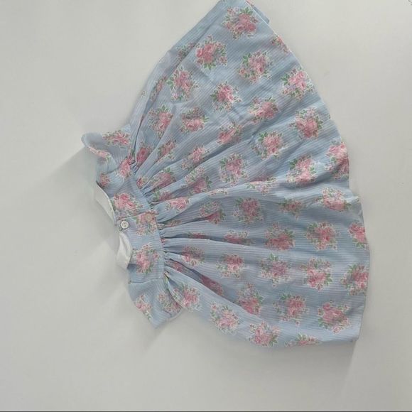 Vintage Smocked dress with roses, stripe sz 18m - Picture 2 of 6